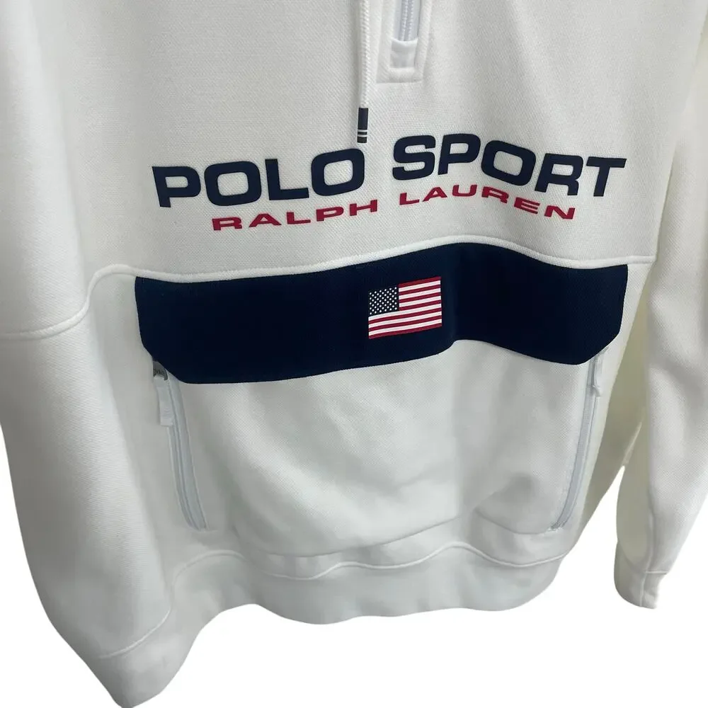 Polo Ralph Lauren Polo Sport Double Knit Hoodie White Mens XXL AS IS - Picture 3 of 9